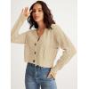 MEROKEETY Women’s Long Sleeve Open Front Cable Knit Crop Cardigans V Neck Button Sweaters with Pockets(Apricot)