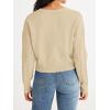 MEROKEETY Women’s Long Sleeve Open Front Cable Knit Crop Cardigans V Neck Button Sweaters with Pockets(Apricot)