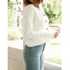 MEROKEETY Women’s Long Sleeve Open Front Cable Knit Crop Cardigans V Neck Button Sweaters with Pockets(Beige)
