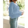 MEROKEETY Women’s Long Sleeve Open Front Cable Knit Crop Cardigans V Neck Button Sweaters with Pockets(Blue)