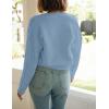 MEROKEETY Women’s Long Sleeve Open Front Cable Knit Crop Cardigans V Neck Button Sweaters with Pockets(Blue)