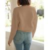 MEROKEETY Women’s Long Sleeve Open Front Cable Knit Crop Cardigans V Neck Button Sweaters with Pockets(Khaki)