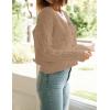 MEROKEETY Women’s Long Sleeve Open Front Cable Knit Crop Cardigans V Neck Button Sweaters with Pockets(Khaki)