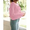 MEROKEETY Women’s Long Sleeve Open Front Cable Knit Crop Cardigans V Neck Button Sweaters with Pockets(Pink)
