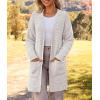 MEROKEETY Women’s Long Sleeve Soft Chunky Knit Sweater Open Front Cardigans Outwear Coat(Bat Off White)