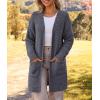 MEROKEETY Women’s Long Sleeve Soft Chunky Knit Sweater Open Front Cardigans Outwear Coat(Charcoal)