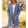 MEROKEETY Women’s Long Sleeve Soft Chunky Knit Sweater Open Front Cardigans Outwear Coat(Dusty Blue)
