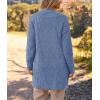 MEROKEETY Women’s Long Sleeve Soft Chunky Knit Sweater Open Front Cardigans Outwear Coat(Dusty Blue)