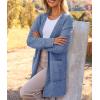 MEROKEETY Women’s Long Sleeve Soft Chunky Knit Sweater Open Front Cardigans Outwear Coat(Dusty Blue)