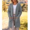 MEROKEETY Women’s Long Sleeve Soft Chunky Knit Sweater Open Front Cardigans Outwear Coat(Grey)