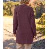 MEROKEETY Women’s Long Sleeve Soft Chunky Knit Sweater Open Front Cardigans Outwear Coat(Maroon)