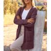 MEROKEETY Women’s Long Sleeve Soft Chunky Knit Sweater Open Front Cardigans Outwear Coat(Maroon)
