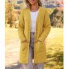 MEROKEETY Women’s Long Sleeve Soft Chunky Knit Sweater Open Front Cardigans Outwear Coat(Mustard)