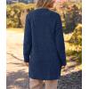 MEROKEETY Women’s Long Sleeve Soft Chunky Knit Sweater Open Front Cardigans Outwear Coat(Navy)