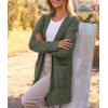 MEROKEETY Women’s Long Sleeve Soft Chunky Knit Sweater Open Front Cardigans Outwear Coat(Olive)
