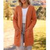 MEROKEETY Women’s Long Sleeve Soft Chunky Knit Sweater Open Front Cardigans Outwear Coat(Orange)