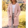 MEROKEETY Women’s Long Sleeve Soft Chunky Knit Sweater Open Front Cardigans Outwear Coat(Pink)