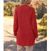 MEROKEETY Women’s Long Sleeve Soft Chunky Knit Sweater Open Front Cardigans Outwear Coat(Red)
