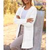 MEROKEETY Women’s Long Sleeve Soft Chunky Knit Sweater Open Front Cardigans Outwear Coat(White)