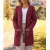 MEROKEETY Women’s Long Sleeve Soft Chunky Knit Sweater Open Front Cardigans Outwear Coat(Wine)