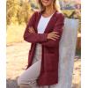 MEROKEETY Women’s Long Sleeve Soft Chunky Knit Sweater Open Front Cardigans Outwear Coat(Wine)