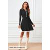MEROKEETY Women’s Long Sleeve V Neck Sweater Dress 2026 Fall Button Knit Pleated Mini Work Dresses(Black)