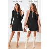 MEROKEETY Women’s Long Sleeve V Neck Sweater Dress 2026 Fall Button Knit Pleated Mini Work Dresses(Black)