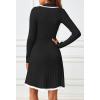 MEROKEETY Women’s Long Sleeve V Neck Sweater Dress 2026 Fall Button Knit Pleated Mini Work Dresses(Black)