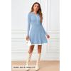 MEROKEETY Women’s Long Sleeve V Neck Sweater Dress 2026 Fall Button Knit Pleated Mini Work Dresses(Blue)