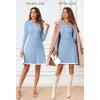 MEROKEETY Women’s Long Sleeve V Neck Sweater Dress 2026 Fall Button Knit Pleated Mini Work Dresses(Blue)