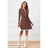 MEROKEETY Women’s Long Sleeve V Neck Sweater Dress 2026 Fall Button Knit Pleated Mini Work Dresses(Coffee)