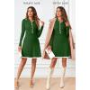 MEROKEETY Women’s Long Sleeve V Neck Sweater Dress 2026 Fall Button Knit Pleated Mini Work Dresses(Green)