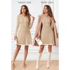 MEROKEETY Women’s Long Sleeve V Neck Sweater Dress 2026 Fall Button Knit Pleated Mini Work Dresses(Khaki)