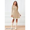 MEROKEETY Women’s Long Sleeve V Neck Sweater Dress 2026 Fall Button Knit Pleated Mini Work Dresses(Khaki)
