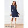 MEROKEETY Women’s Long Sleeve V Neck Sweater Dress 2026 Fall Button Knit Pleated Mini Work Dresses(Navy)