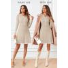 MEROKEETY Women’s Long Sleeve V Neck Sweater Dress 2026 Fall Button Knit Pleated Mini Work Dresses(Oatmeal)