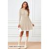 MEROKEETY Women’s Long Sleeve V Neck Sweater Dress 2026 Fall Button Knit Pleated Mini Work Dresses(Oatmeal)