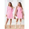MEROKEETY Women’s Long Sleeve V Neck Sweater Dress 2026 Fall Button Knit Pleated Mini Work Dresses(Pink)