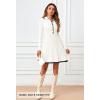 MEROKEETY Women’s Long Sleeve V Neck Sweater Dress 2026 Fall Button Knit Pleated Mini Work Dresses(White)