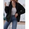 MEROKEETY Womens Long Sleeve Zip Up Sweatshirts Jackets Casual Loose Outwear with Pockets(Black)