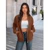 MEROKEETY Womens Long Sleeve Zip Up Sweatshirts Jackets Casual Loose Outwear with Pockets(Brown)