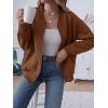 MEROKEETY Womens Long Sleeve Zip Up Sweatshirts Jackets Casual Loose Outwear with Pockets(Brown)