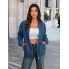 MEROKEETY Womens Long Sleeve Zip Up Sweatshirts Jackets Casual Loose Outwear with Pockets(Darkblue)