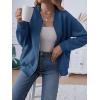 MEROKEETY Womens Long Sleeve Zip Up Sweatshirts Jackets Casual Loose Outwear with Pockets(Darkblue)