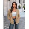 MEROKEETY Womens Long Sleeve Zip Up Sweatshirts Jackets Casual Loose Outwear with Pockets(Khaki)