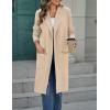 MEROKEETY Women’s Open Front Coatigan Sweater Long Sleeve Casual Knit Lapel Cardigan Coat with Pockets(Apricot)