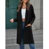 MEROKEETY Women’s Open Front Coatigan Sweater Long Sleeve Casual Knit Lapel Cardigan Coat with Pockets(Black)