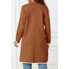 MEROKEETY Women’s Open Front Coatigan Sweater Long Sleeve Casual Knit Lapel Cardigan Coat with Pockets(Block Caramel)