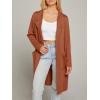 MEROKEETY Women’s Open Front Coatigan Sweater Long Sleeve Casual Knit Lapel Cardigan Coat with Pockets(Caramel)