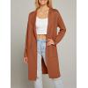 MEROKEETY Women’s Open Front Coatigan Sweater Long Sleeve Casual Knit Lapel Cardigan Coat with Pockets(Caramel)